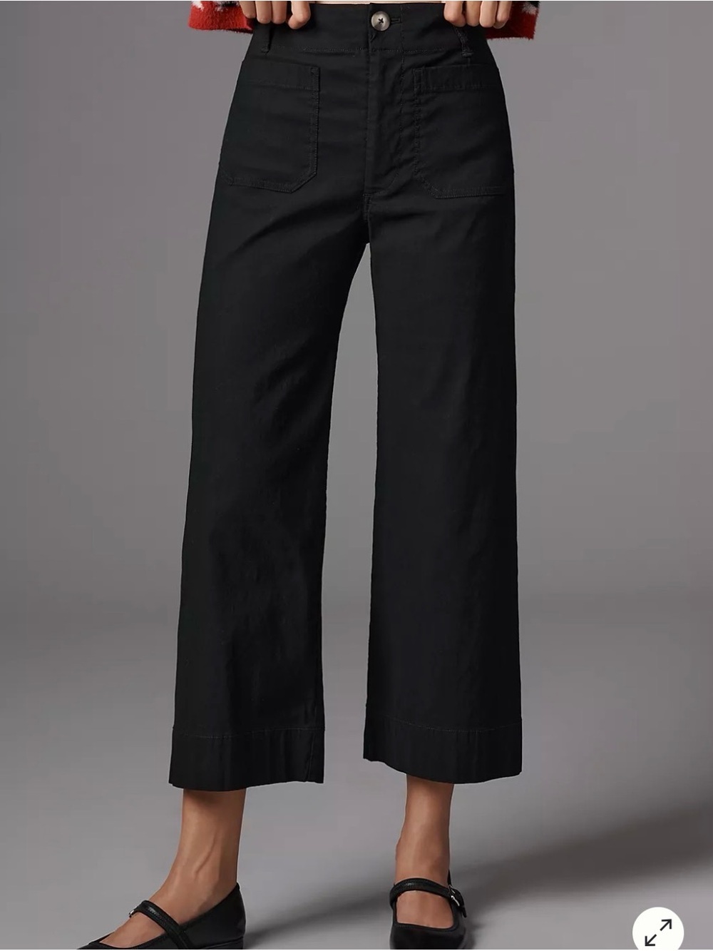 Maeve Colette High-Rise Wide-Leg Pants  Wide Leg Crop Pants in Black